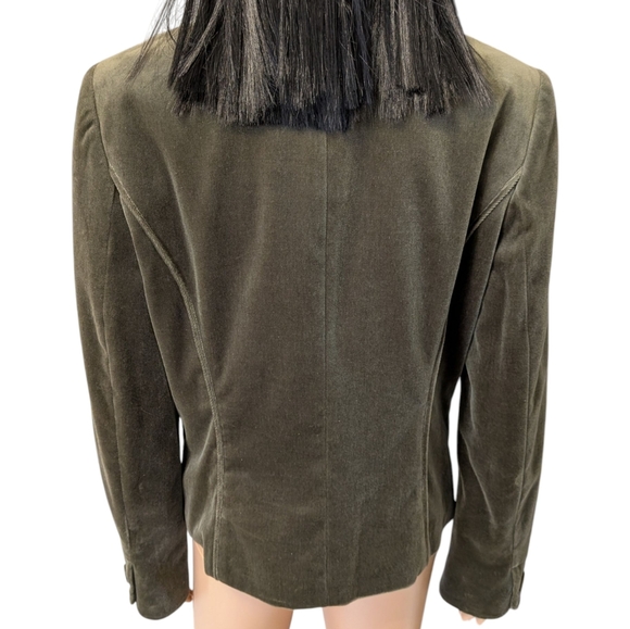 Classiques Entier Olive Green Crushed Velvet Jacket Medium - Picture 5 of 15
